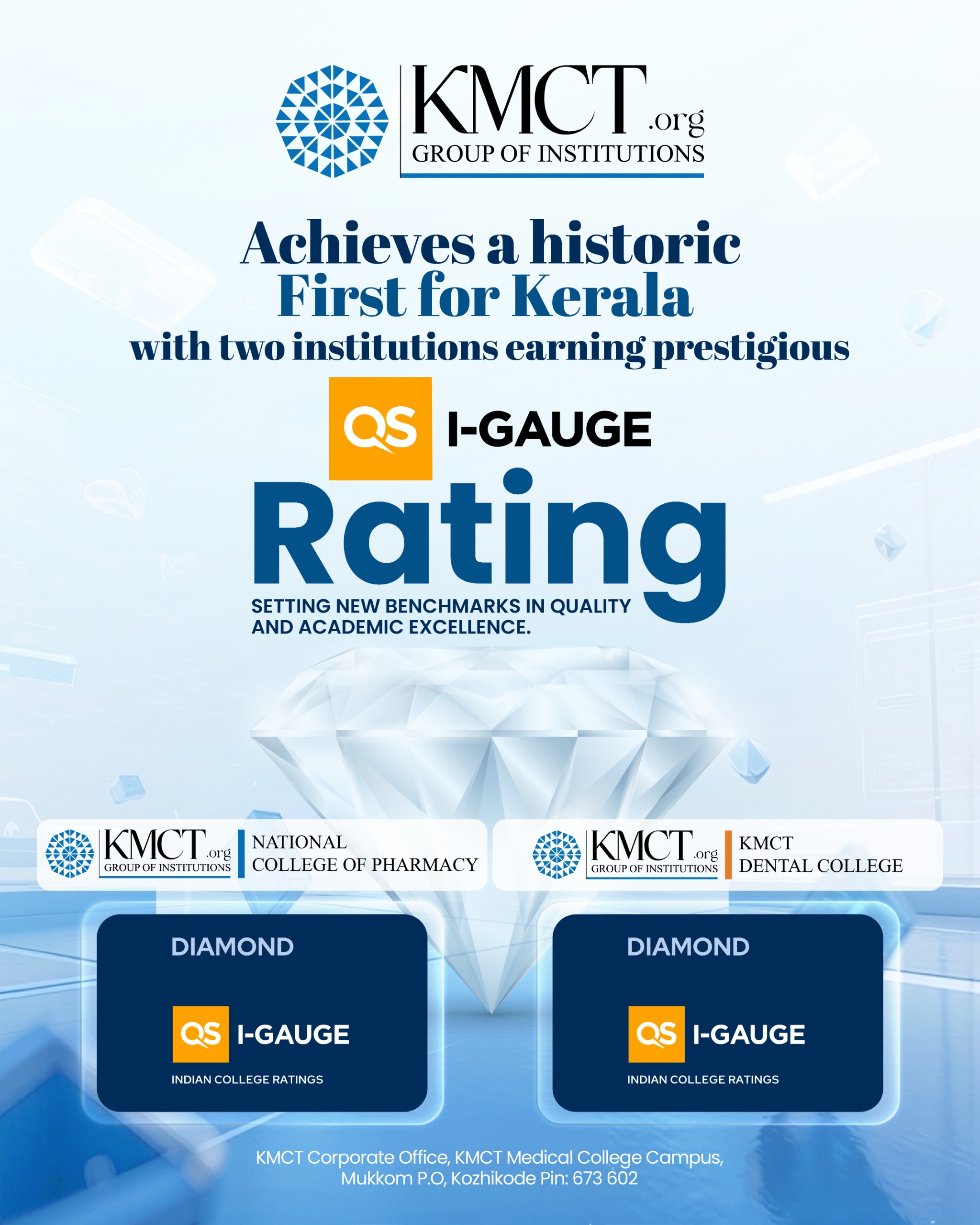 KMCT Dental College and National College of Pharmacy Achieve QS I-GAUGE Diamond Rating